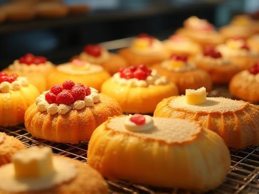 A delightful display of freshly baked cakes, strudels, and pastries at the Enzians Mokka cafe counter