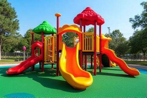 Colorful and safe children's playground equipment at Enzian Land