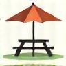 Picnic table and umbrella icon